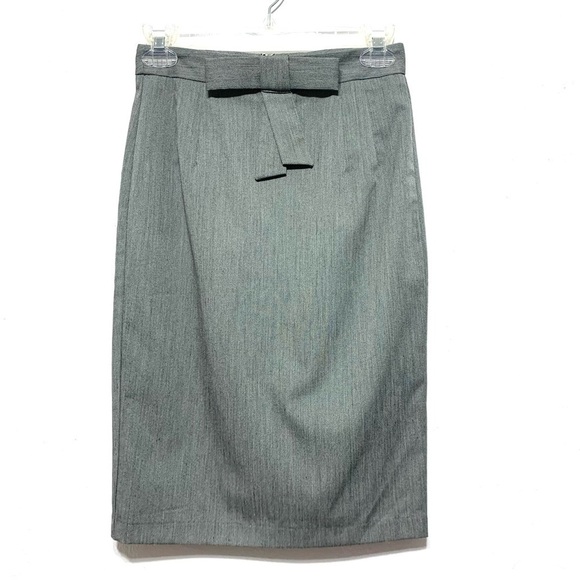 Forever 21 Pencil Gray Skirt Bow Front Work Dress Skirt Size Extra Small XS - Picture 1 of 7